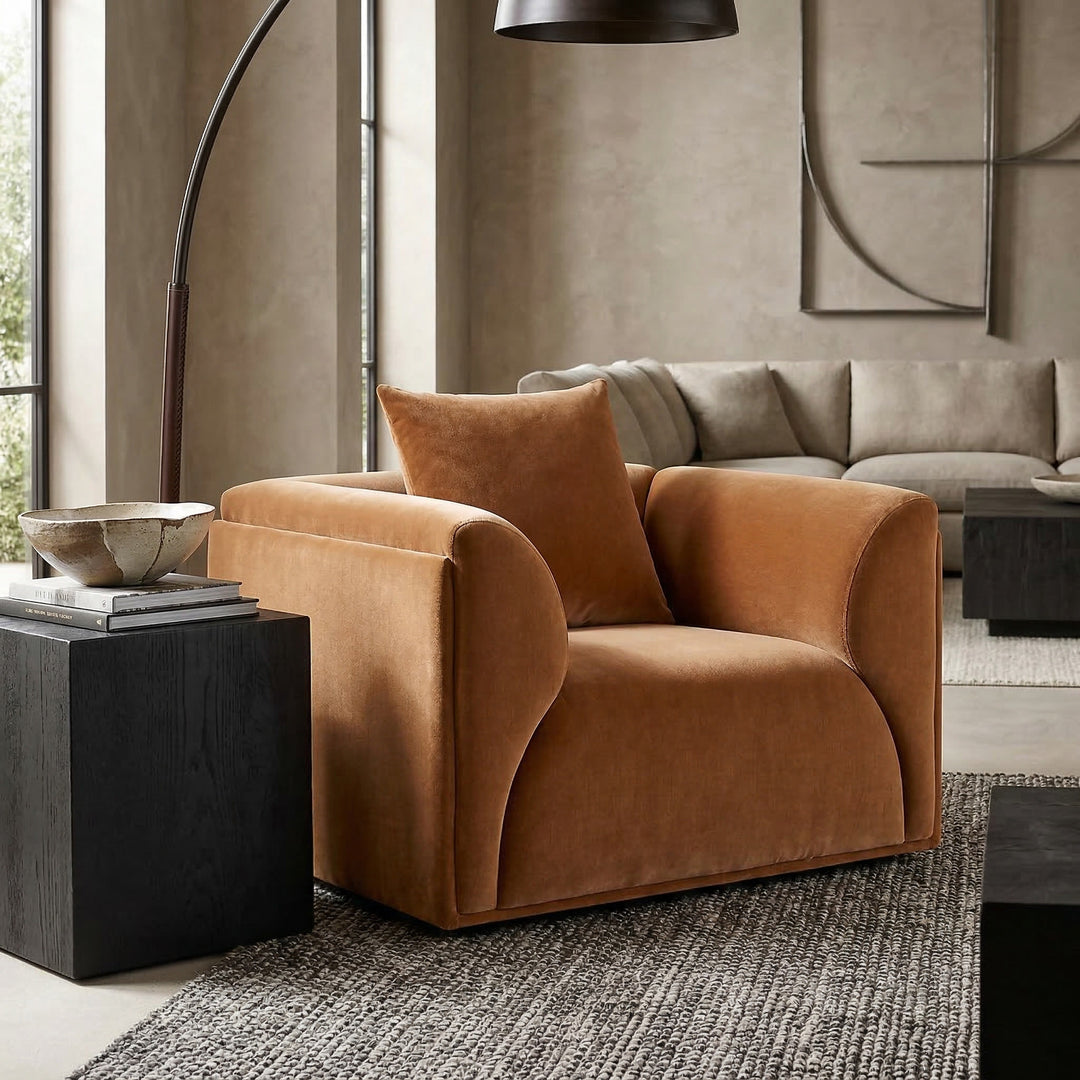 Modern Fiorella 1 Seater sofa in a stylish living room setting with neutral upholstery and contemporary design.