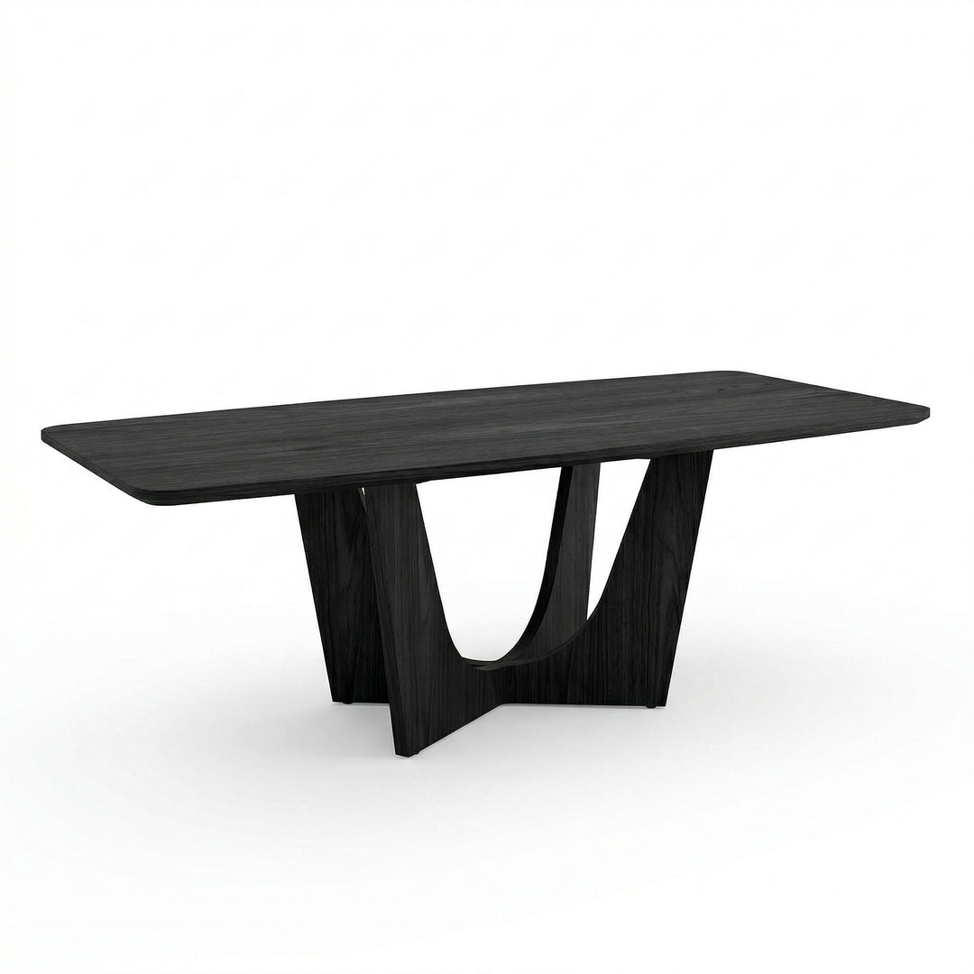 Black Vogue 2.4m rectangular dining table with sleek surface and sturdy legs, ideal for modern dining spaces.