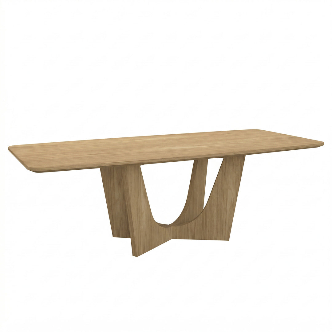 Rectangular Vogue oak dining table, 2.4m length, showcasing smooth wooden surface and sturdy legs, ideal for dining rooms.