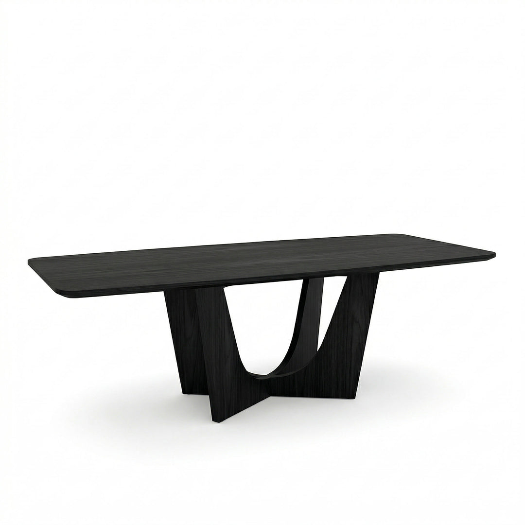 Black Vogue 2.4m rectangular dining table with sleek design, wood finish, and modern style, set against a white background.