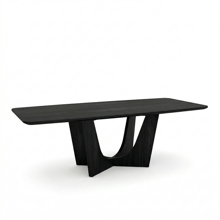 Black Vogue 2.4m rectangular dining table with sleek design, wood finish, and modern style, set against a white background.