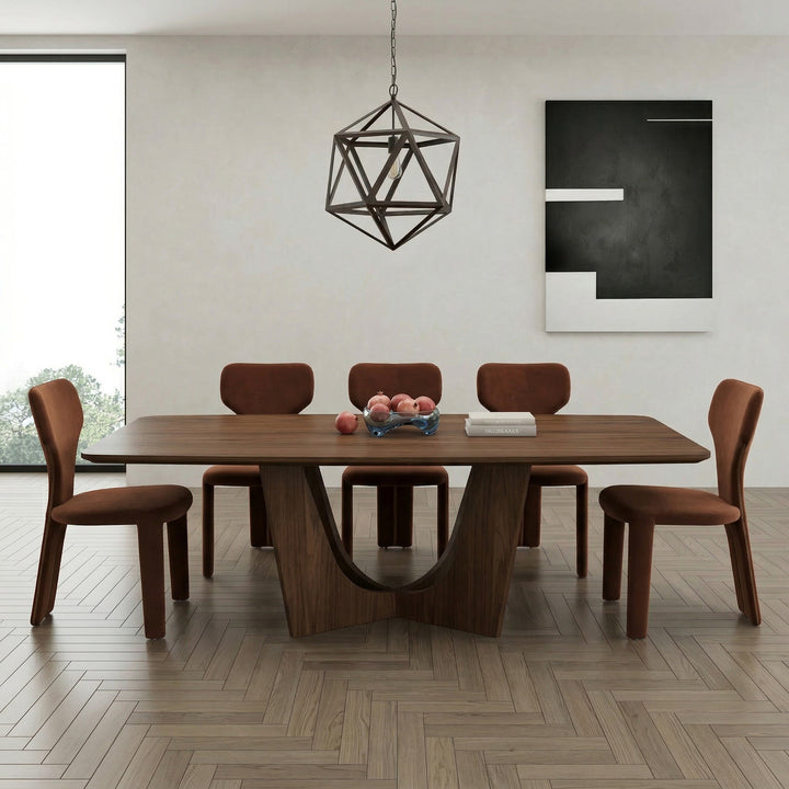 Walnut Vogue 2.4m rectangular dining table with a smooth wood finish, showcasing its elegant and modern design.