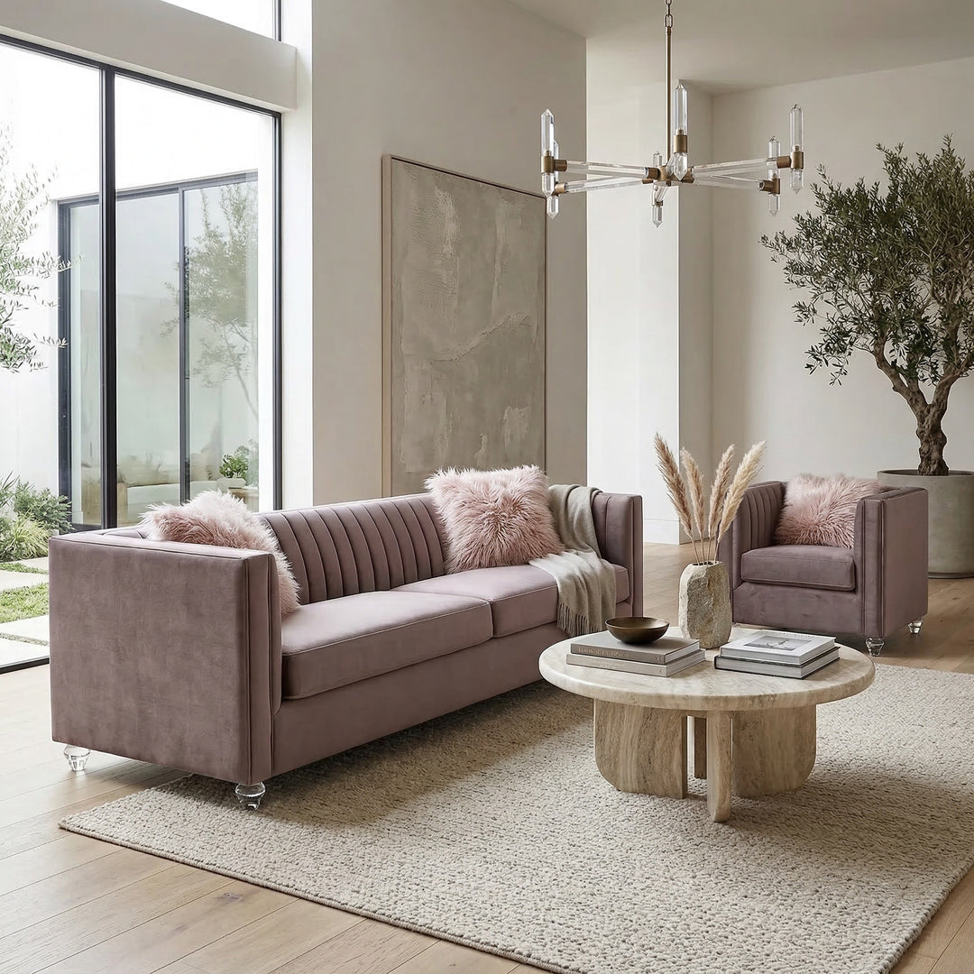 Varsace 1 Seater sofa in fabric, showing a close-up of the compact, modern design with plush cushioning and neutral color.
