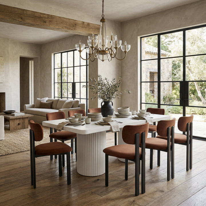 White Bondi Rectangle Dining Table with two bases, 2.2m length, modern design for dining rooms.