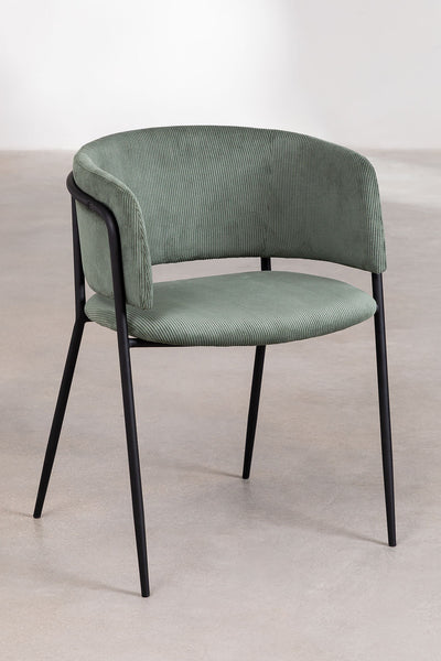 Nell Dining Chair Green Velvet - Black Frame