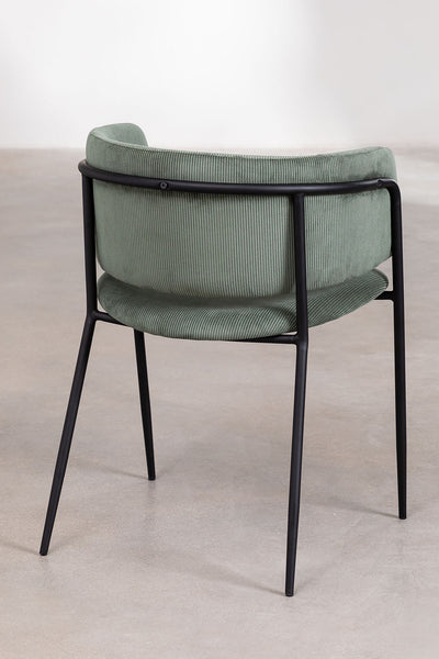 Nell Dining Chair Green Velvet - Black Frame