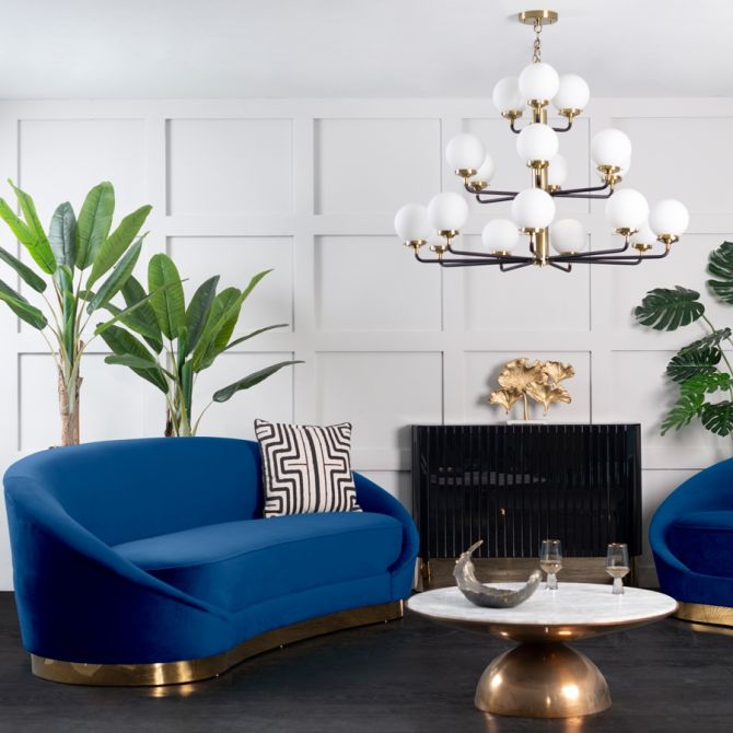 Barbie Sofa Navy - Gold - Future Classics Furniture