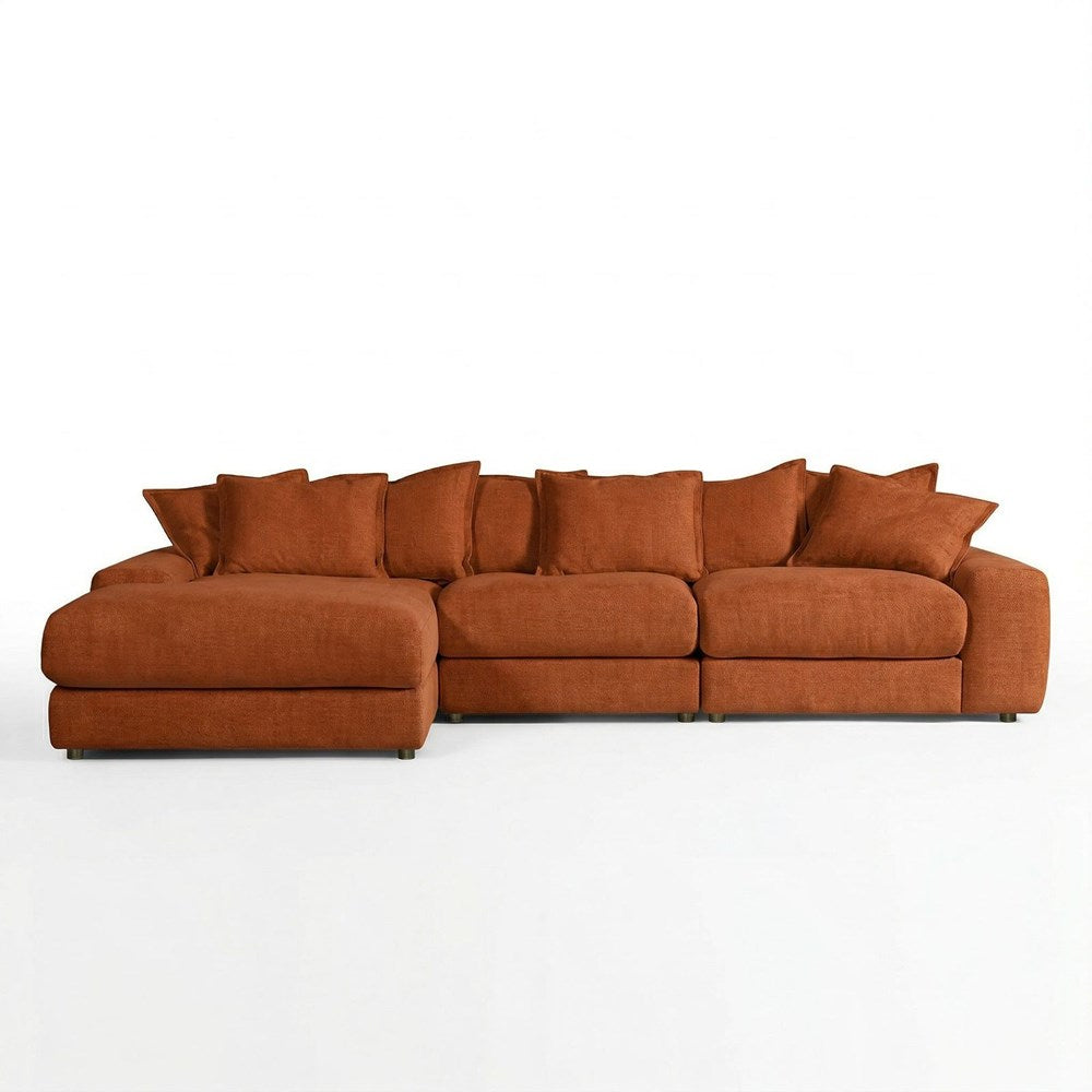 Rust-colored Snuggy Corner Sofa LHF with plush cushions and modern design, perfect for cozy living room seating.