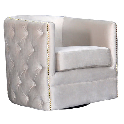 Creed Swivel Chair Creme Velvet - Future Classics Furniture