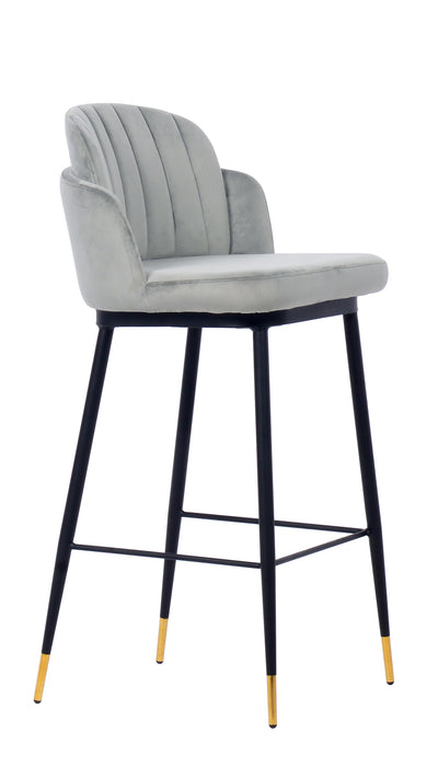 Talulah Bar Stool Grey Velvet