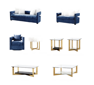Rhonda Swivel Chair Crushed Blue