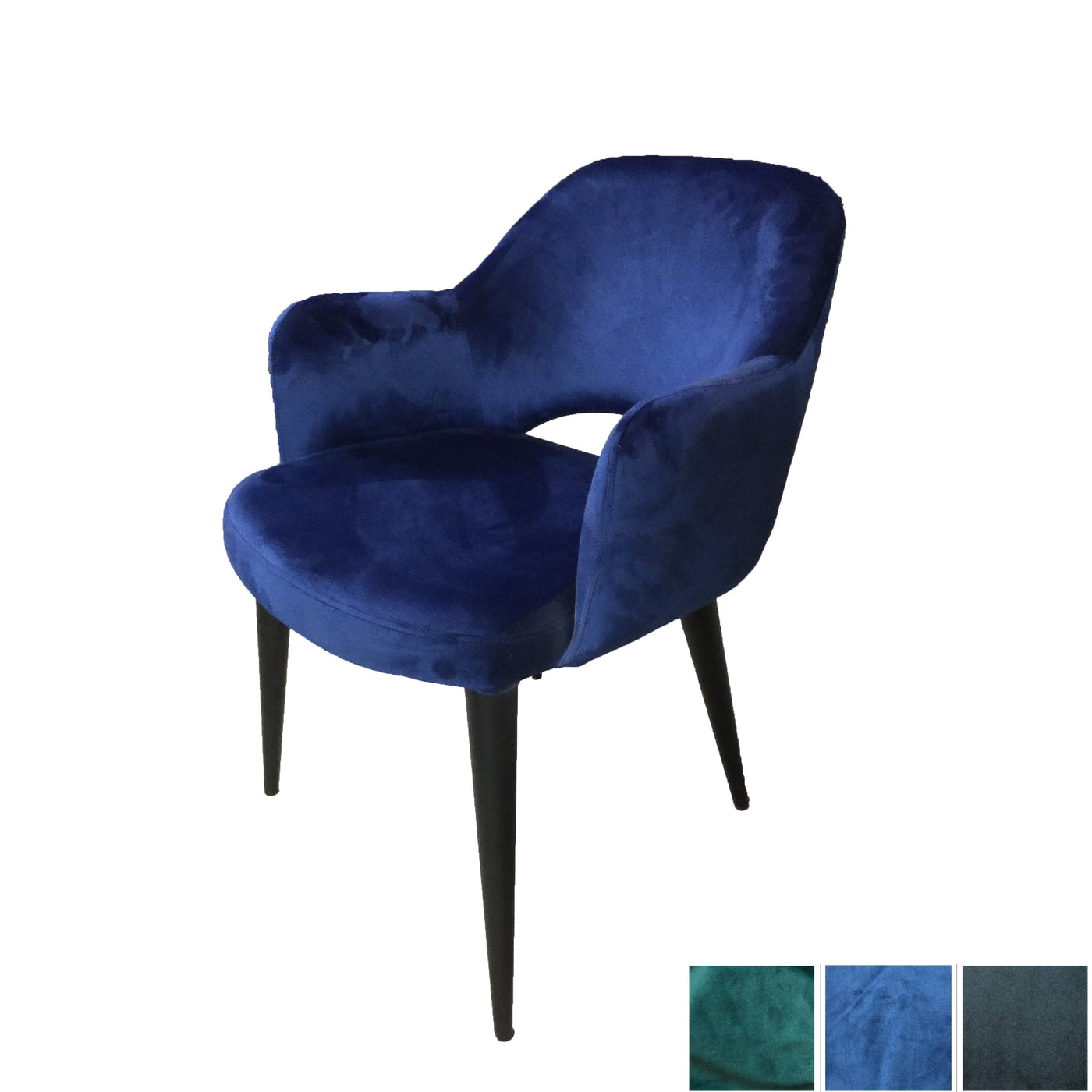 Terrazo Dining Chair Navy Velvet