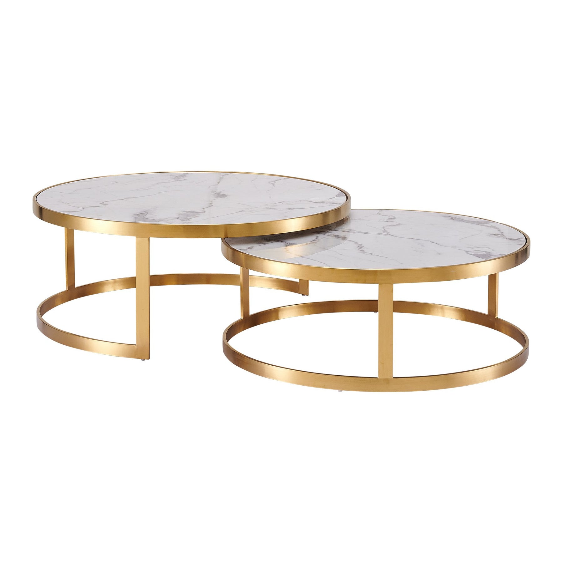Round Coffee Table Set (Brushed Gold/Marble) - Splendour – Future ...